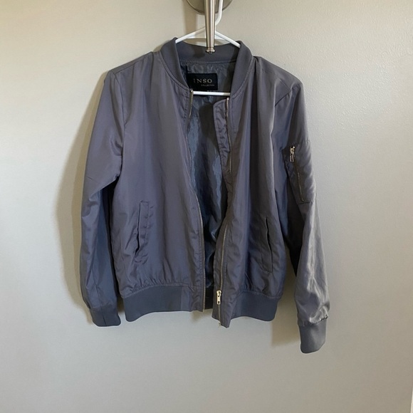 INSO Grey Bomber Jacket with Gold Zipper - Picture 1 of 1